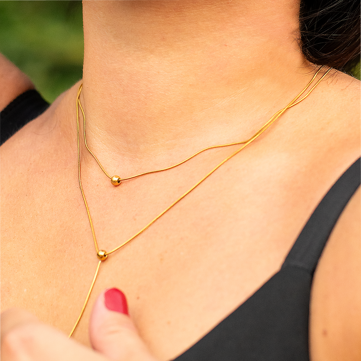 Zarte Layer-Halskette mit Y-Anhänger