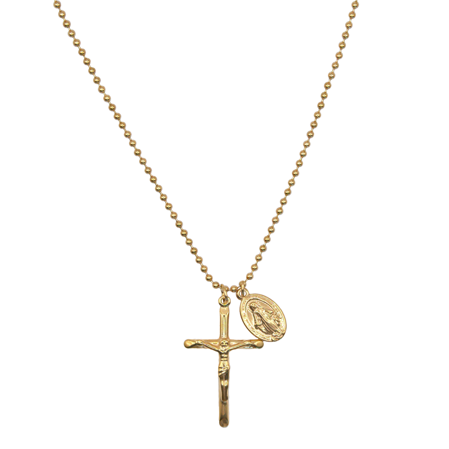 Herren-Halskette mit Kreuz & Medaille