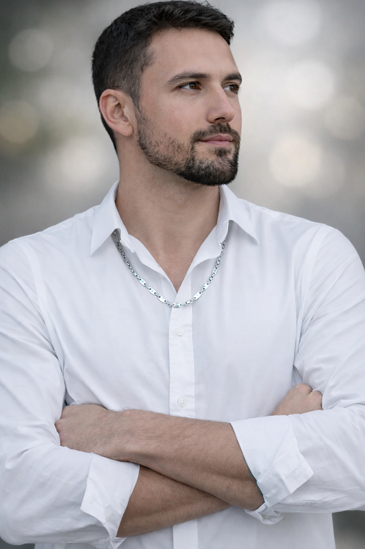 Moderne Plattenkette in Silber