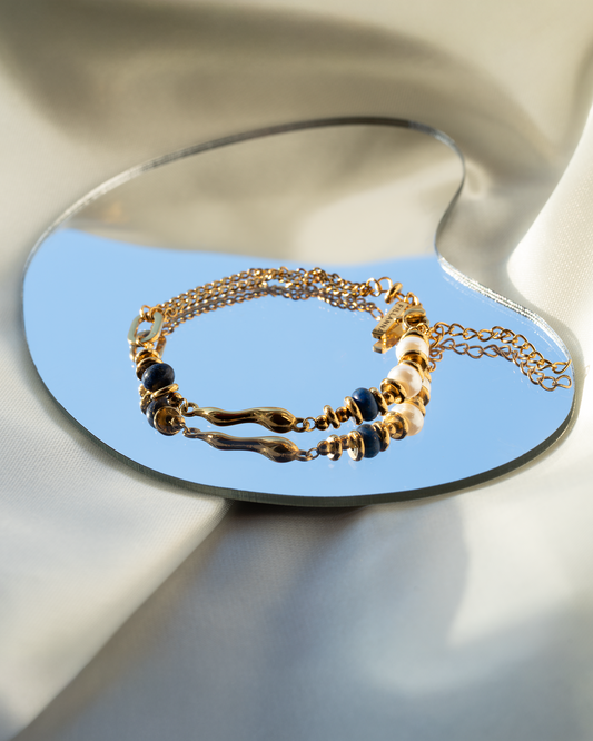 Oceano - Armband mit blauen & weißen Perlen