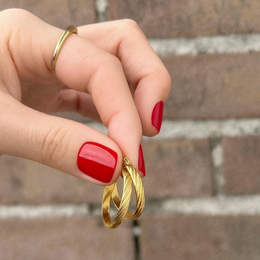 Vergoldete Rillen-Creolen