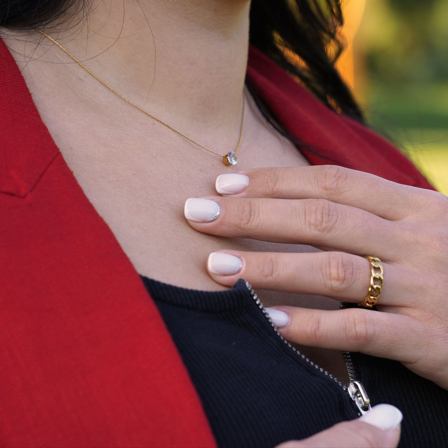 Schlichte Kette mit klarem Stein