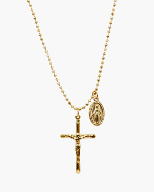 Herren-Halskette mit Kreuz & Medaille