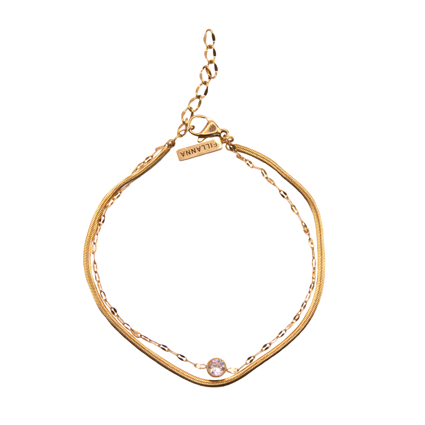 Zartes mehrreihiges Armband mit Solitär - Zirkonia