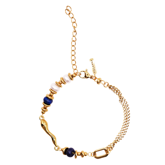 Mix Armband mit blauen & weißen Schmuckperlen