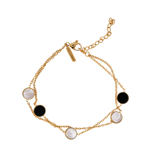 Armband mit schwarz-weißen Perlmutt-Plättchen