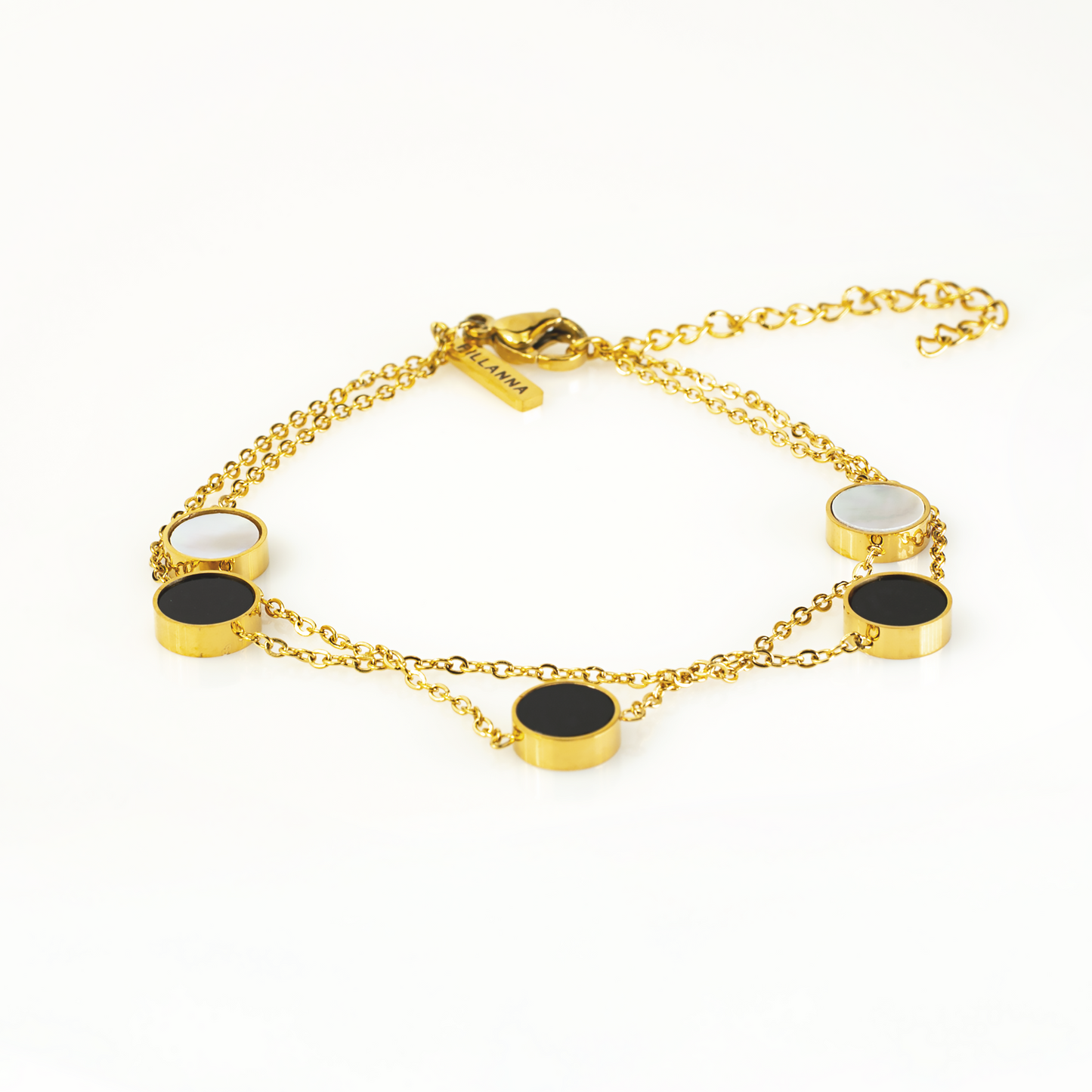 Armband mit schwarz-weißen Perlmutt-Plättchen