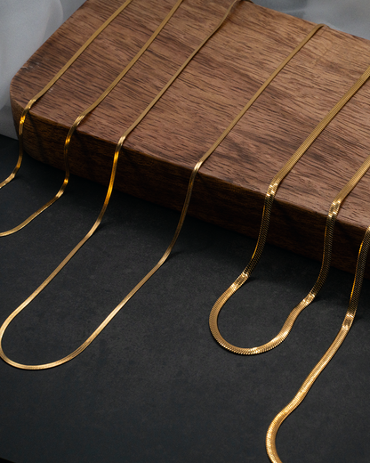 Flache klassische Halskette(3mm) in 2 Längen